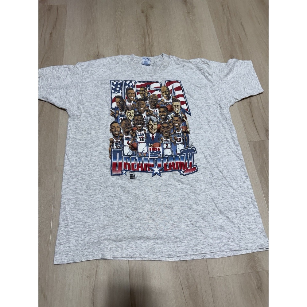 Vtg Salem USA Olympic Basketball Shirt Mens XL Americas Dream Team 2 Caricature